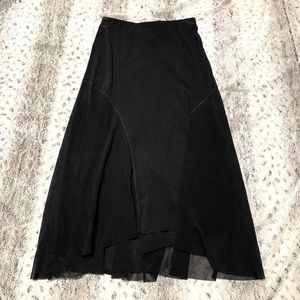 Jean Paul Gaultier Fuzzi Skirt High-low Layered Hem Black M Italy Midi Mesh
